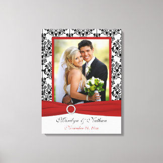 Lienzo de matrimonio rojo, negro, blanco Damasco