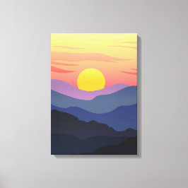 Lienzo de montaña de Ilustracion azul y amarillo