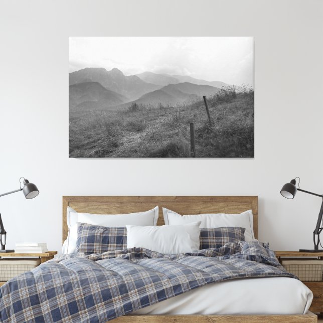 Lienzo de montaña en blanco y negro. (Insitu(Dormitorio))
