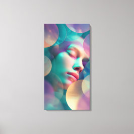 Lienzo de mujer durmiendo abstracto sueños geométr