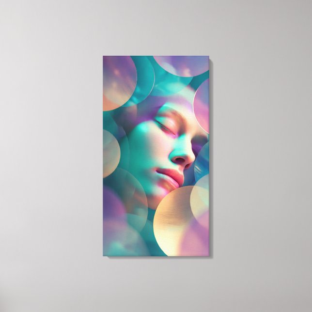 Lienzo de mujer durmiendo abstracto sueños geométr (Anverso)