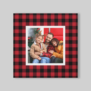 Lienzo de Navidad con Cuadro Escocés Búfalo Rojo p