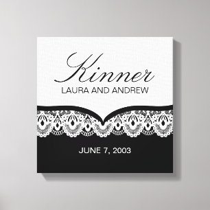 Lienzo de nombres personalizados con encaje (blanc