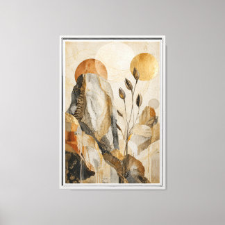 Lienzo de paisaje abstracto neutral de lujo