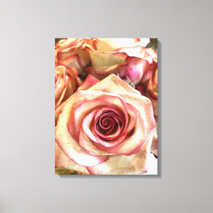 Lienzo de pared con foto de rosas blancas con bord