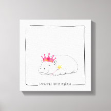 Lienzo de pared de la princesa bebé hipopótamo pig