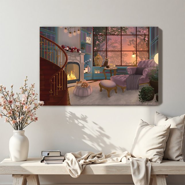 Lienzo de pared de sala de lectura acogedora al at (Subido por el creador)