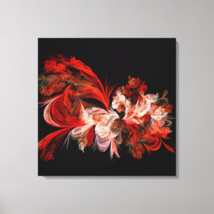 Lienzo De Pared Fractal Rojo Y Blanco