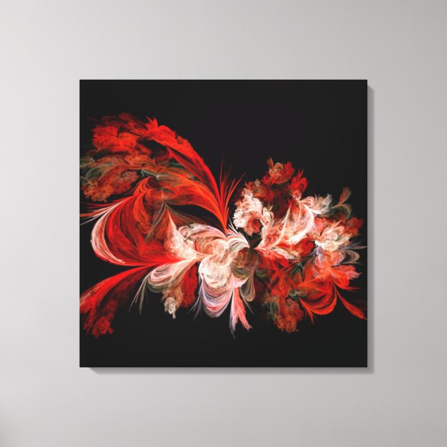 Lienzo De Pared Fractal Rojo Y Blanco (Anverso)