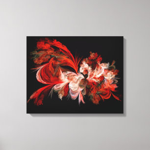 Lienzo De Pared Fractal Rojo Y Blanco