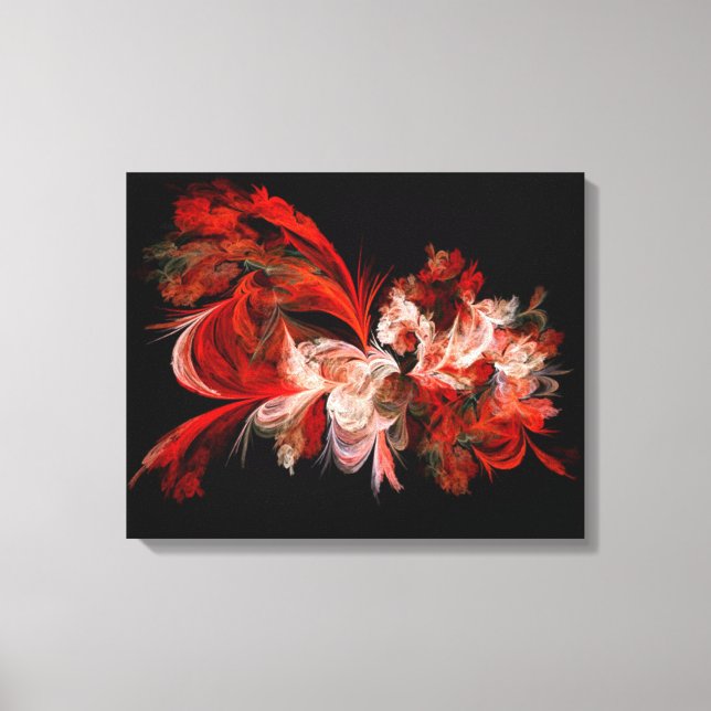 Lienzo De Pared Fractal Rojo Y Blanco (Anverso)