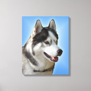 Lienzo de perro Husky Malamute estirado con impres