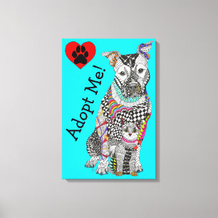 Lienzo de perro y gato lindo y colorido de 16"x"24