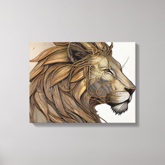 Lienzo de pintura abstracta de un majestuoso león (Anverso)