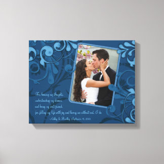 Lienzo de plantilla de Boda de foto de Blue Abstra