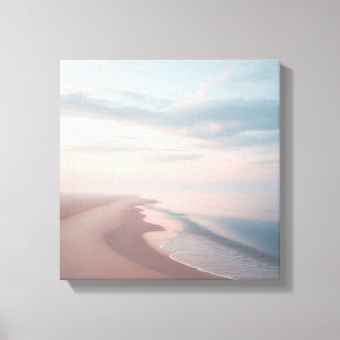 Lienzo de playa al amanecer pastel, océano sereno 