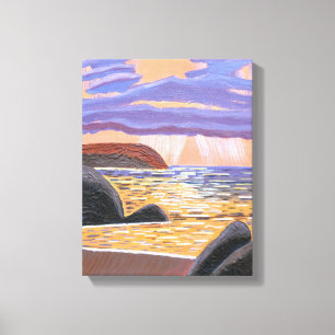 Lienzo de puesta de sol en el mar