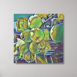 Lienzo de racimo de Apple con estilo de pintura al