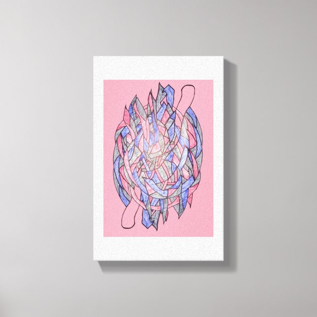 Lienzo de ráfaga caleidoscópica abstracta rosa (Anverso)