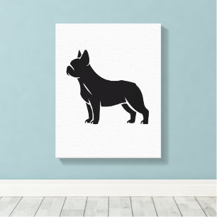 Lienzo de silueta de Bulldog Francés negro minimal