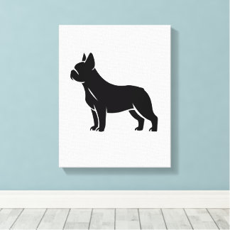 Lienzo de silueta de Bulldog Francés negro minimal