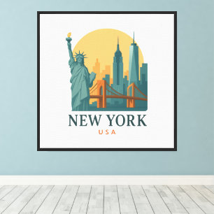 Lienzo de viaje vintage minimalista de la ciudad d