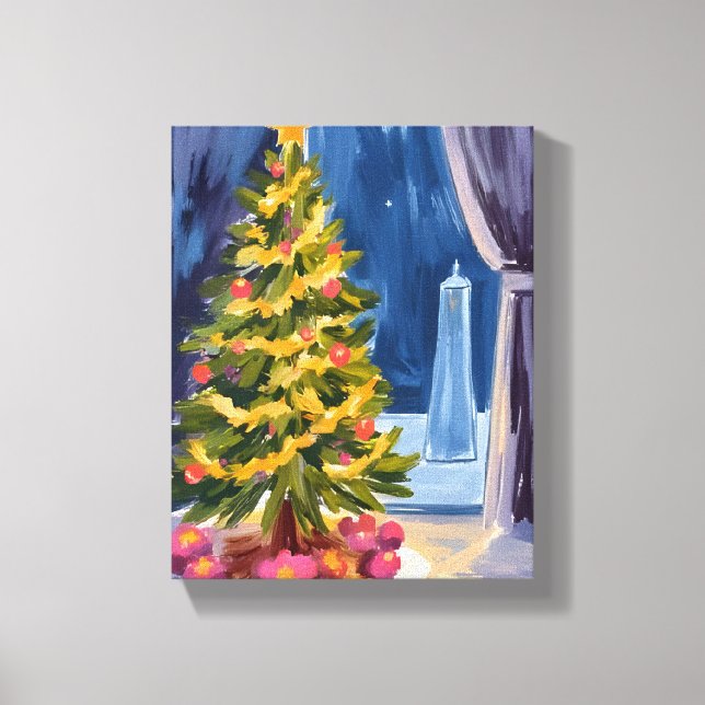 Lienzo Debajo del árbol de Navidad (Anverso)