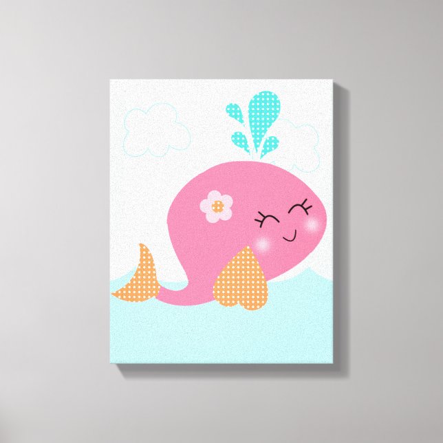 Lienzo Debajo del mar/Arte de tela de ballenas rosadas (Anverso)
