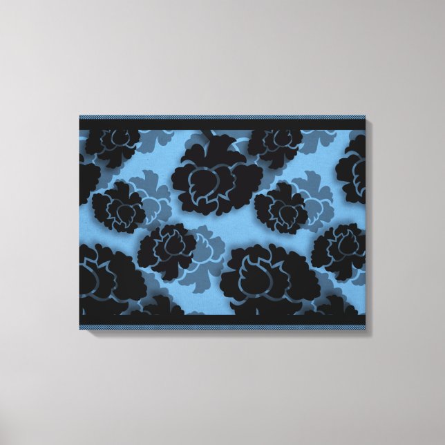 Lienzo Decadencia Floral Grungada Lienzo, Azul claro (Anverso)