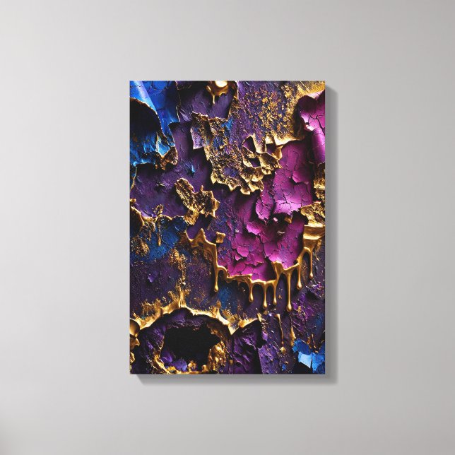 Lienzo Decaimiento de oro fundido - Abstracto vertical 3D (Anverso)