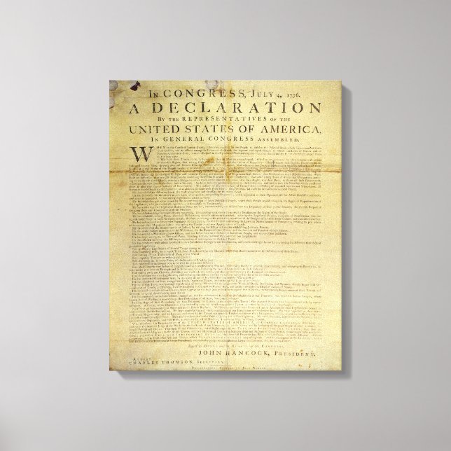 Lienzo Declaración de independencia de Dunlap Broadside 1 (Anverso)