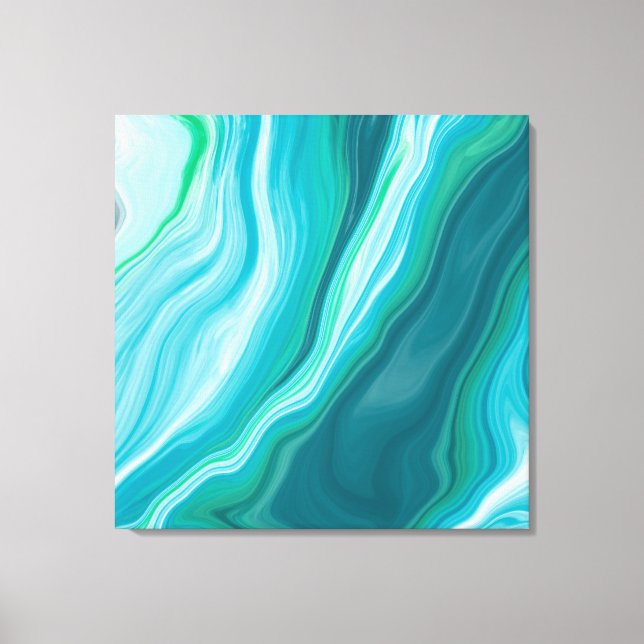 Lienzo Deep Blue and Green Ocean Fluid Art (Anverso)
