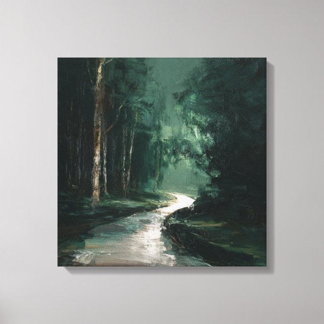 Lienzo Deep Green Mysterious Woods Abstract Path ART (Anverso)