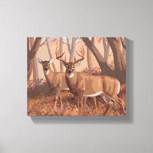 Lienzo Deer blanco en la naturaleza del estilo retro fore