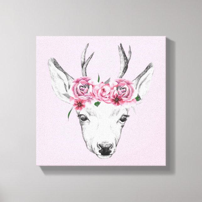 Lienzo Deer de flores acuáticas (Anverso)