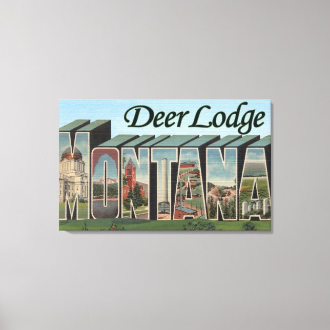 Lienzo Deer Lodge, Montana - Escenas de letras grandes (Anverso)
