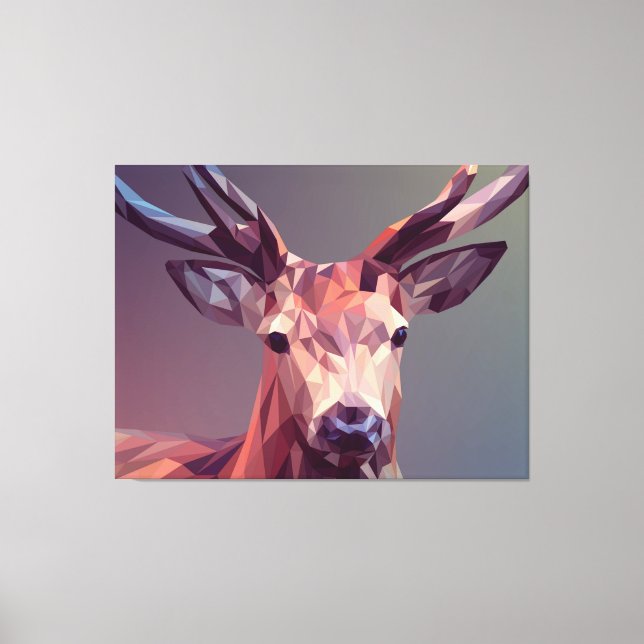 Lienzo Deer Polygons Art Design Graphic Animal Stag Postc (Anverso)