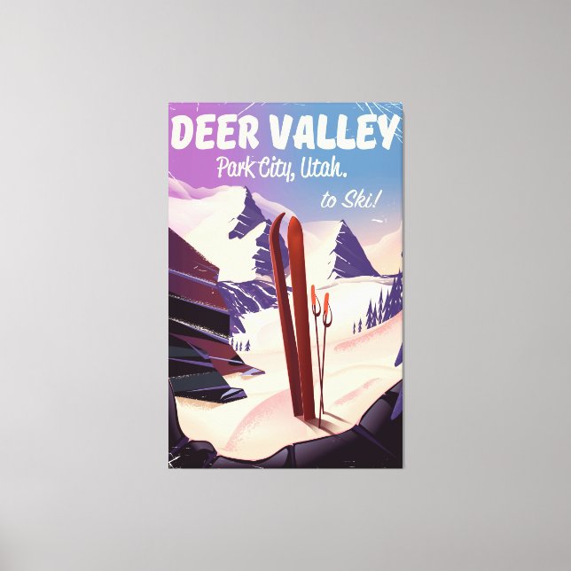 Lienzo Deer Valley, Park City, Utah, afiche de viaje para (Anverso)