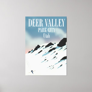Lienzo Deer Valley, Park City, Utah, cartel de esquí