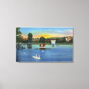 Lienzo Deering Oaks Fountain y Duck House View