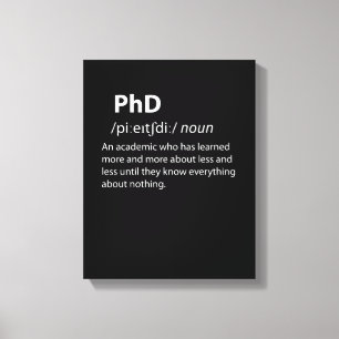 Lienzo Definición de diccionario divertida de PhD