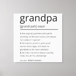 Lienzo Definición del abuelo, Personalizado, cumpleaños d