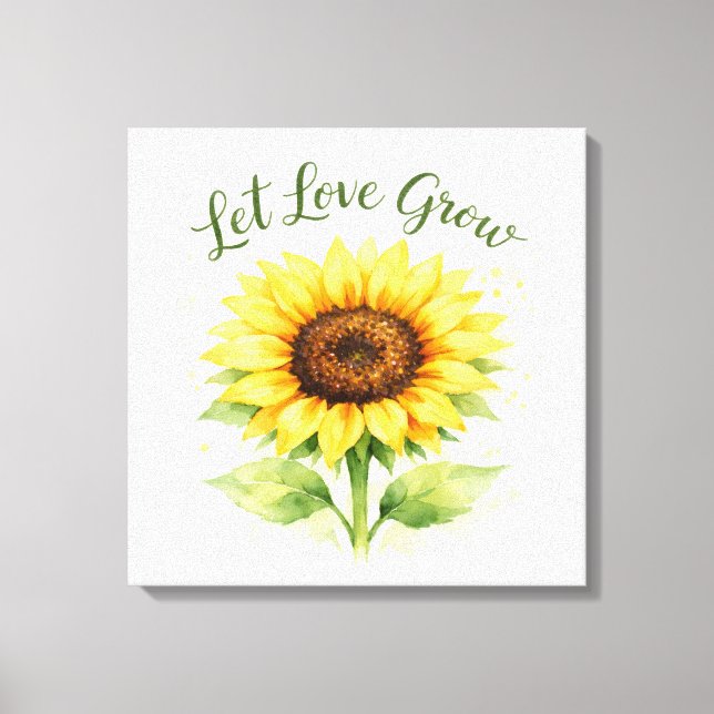 Lienzo Deja que el amor crezca – Girasol de acuarela (Anverso)