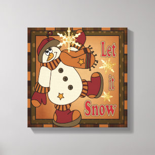 Lienzo Dejemos que nieve haga pasar el feriado de Snowman