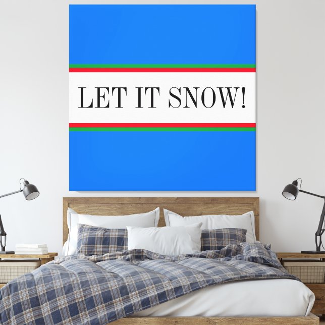 Lienzo DEJEN QUE NIEVE Fun Sky Blue White Green Stripes (Insitu(Dormitorio))
