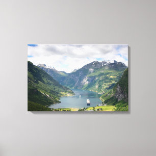 lienzo del paisaje del Geirangerfjord