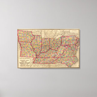 Lienzo Delaware, Illinois, Indiana, Iowa Carolina del Nor