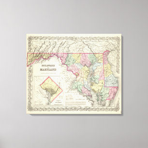Lienzo Delaware y Maryland con el distrito de Columbia