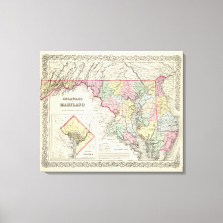 Lienzo Delaware y Maryland con el distrito de Columbia