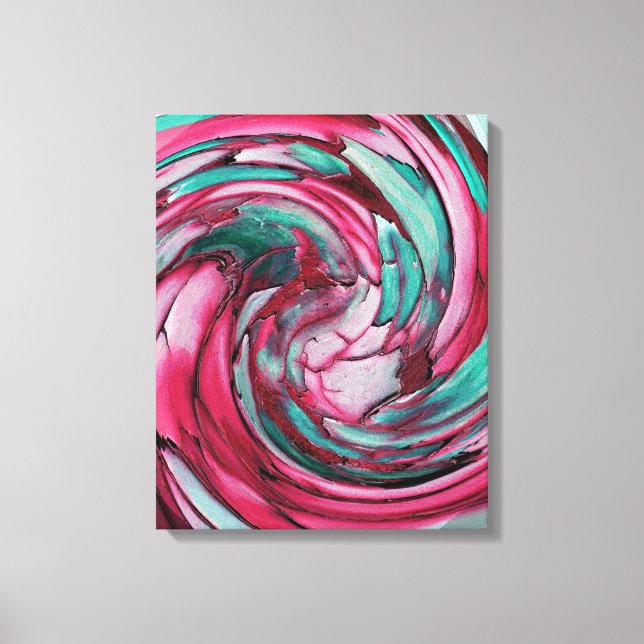 Lienzo Delfín abstracto rosado N Verde azulado frente a t (Anverso)